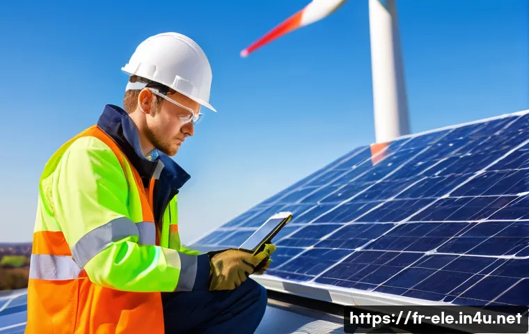 전기기사와 프로젝트 리스크 관리 - **Prompt 1: Modern Electrician Integrating Renewable Energy**
"A confident and skilled electrici...