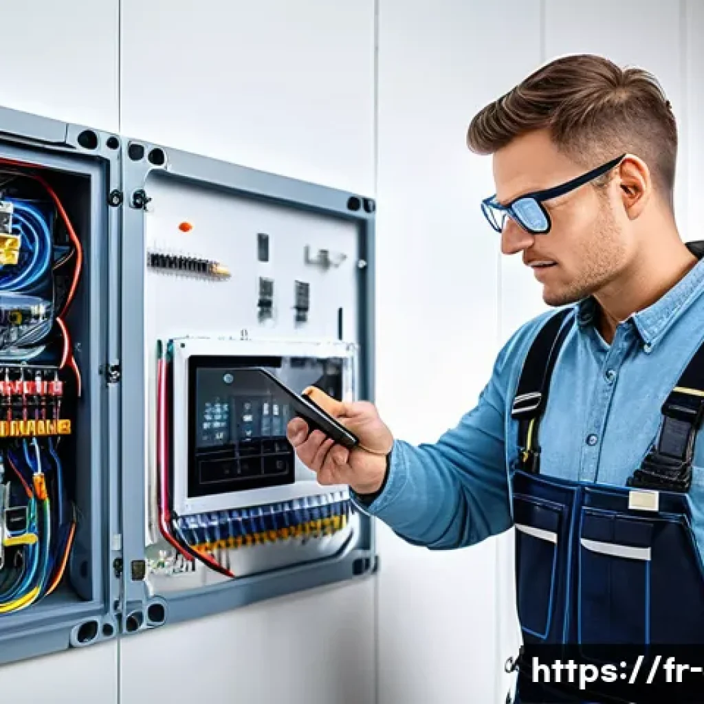 전기기사와 전기 설비 관리 도구 - **Prompt 1: "A skilled male electrician, wearing clean, professional work overalls and safety glasse...